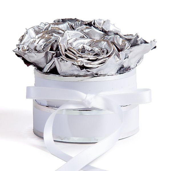 Kunstblume Infinity Rosenbox weiß rund 4 günstig online kaufen