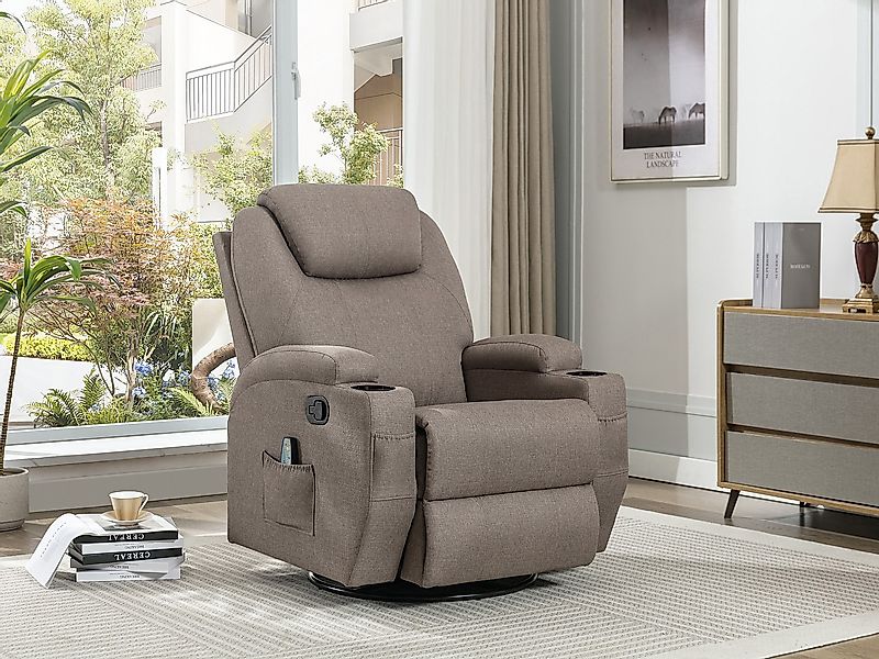 Massagesessel - Stoff - Graubraun - SILVANO günstig online kaufen