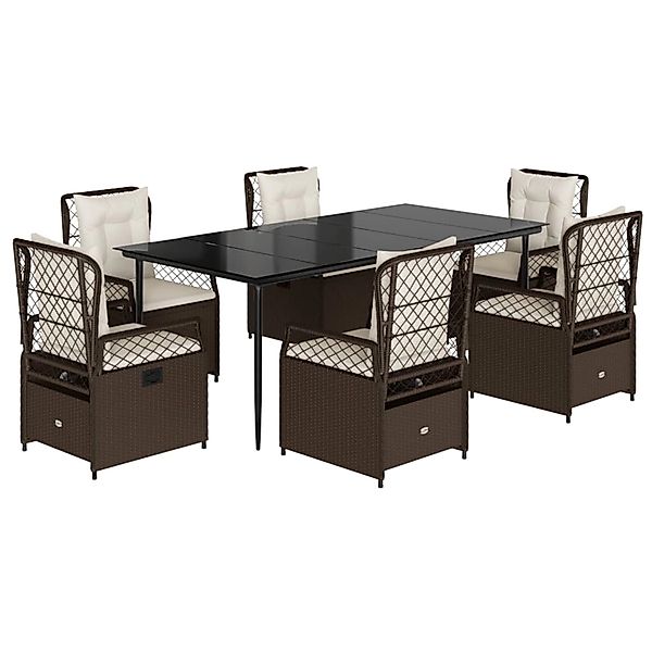 vidaXL 7-Tlg Garten-Essgruppe mit Kissen Braun Poly Rattan 3262976 günstig online kaufen