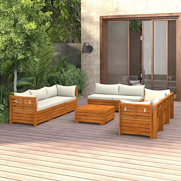 9-tlg. Garten-lounge-set Mit Kissen Massivholz Akazie günstig online kaufen