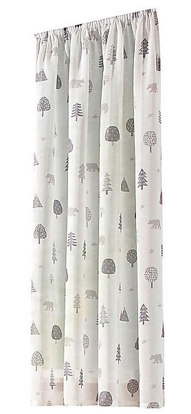 heimtexland Vorhang Kindergardine Skandi-Stil Dekoschal Wald Bär Grau (1 St günstig online kaufen