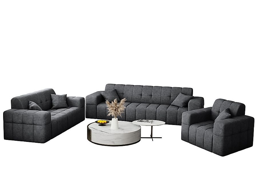 Fun Möbel Polstergarnitur Sofaset Designersofa NANCY 3-2-1, (Set, inkl. 5 Z günstig online kaufen