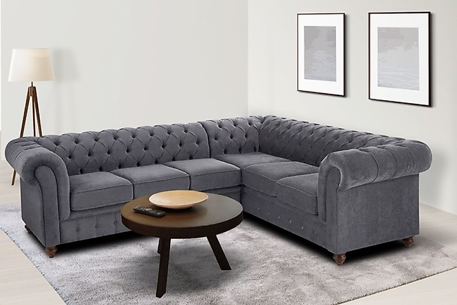 Home affaire Chesterfield-Sofa »Chesterfield Ecksofa, auch in Leder L-Form« günstig online kaufen