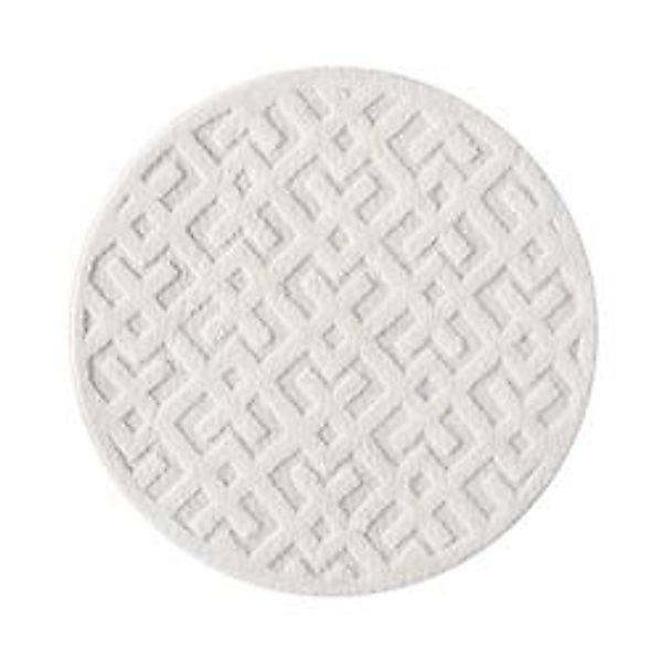payé Teppich Nara-737 Hochflor 200x200 cm Rund Pastell-Creme Rautenmuster günstig online kaufen