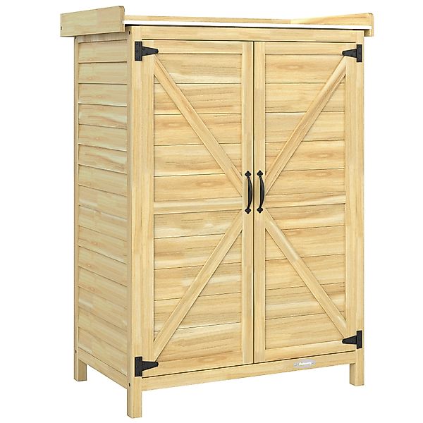 Outsunny Holz-Außenschrank, Gartenhaus mit verzinktem Metalldach, Regale, 2 günstig online kaufen