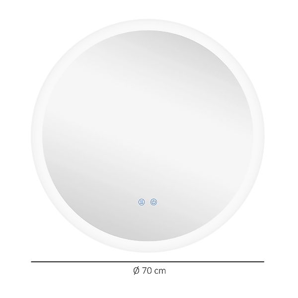 Kleankin Badspiegel mit Beleuchtung Ø70 cm IP44 mit Anti-Beschlag günstig online kaufen