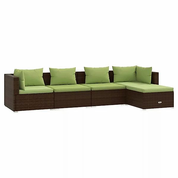 vidaXL 5-tlg Garten-Lounge-Set mit Kissen Poly Rattan Braun Modell 30 günstig online kaufen