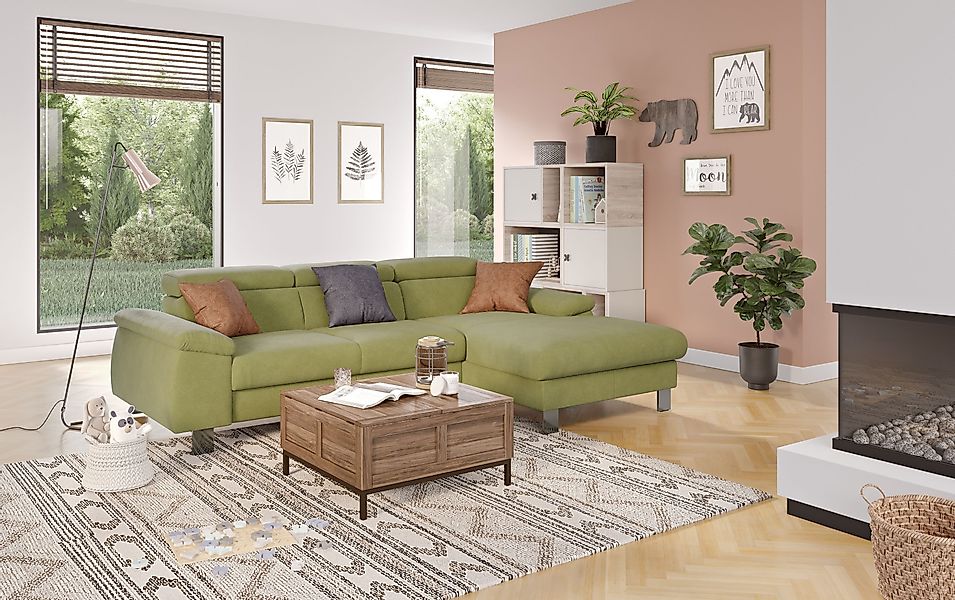 COTTA Ecksofa "Komaris L-Form, B: 244 cm" mit Kopfteilverstellung, optional günstig online kaufen