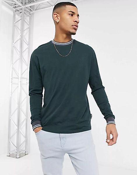 ASOS DESIGN – Locker geschnittenes, langärmliges T-Shirt in Grün günstig online kaufen