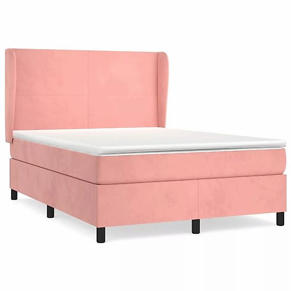 vidaXL Boxspringbett mit Matratze Rosa 140x200 cm Samt1372930 günstig online kaufen