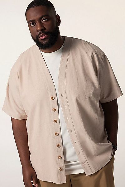 STHUGE Kurzarmhemd Hemd Halbarm Leinenoptik kastiger Oversize-Fit günstig online kaufen