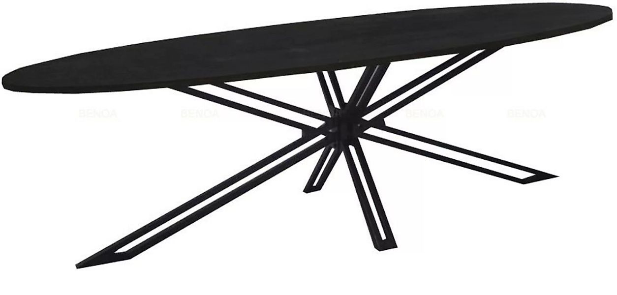 Esstisch Oval Tisch Schwarz Küchentisch Metall Massiv Mangoholz Industrial günstig online kaufen