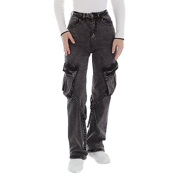 Ital-Design Cargojeans Damen Freizeit (87217127) Used-Look Stretch High Wai günstig online kaufen