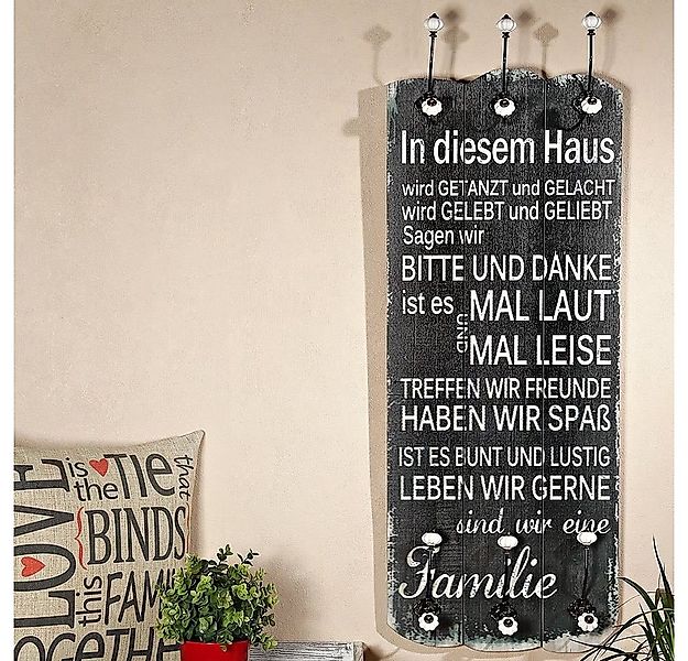 Melko Garderobe Garderobe Garderobenpaneel 6 Haken in Schwarz aus Holz Flur günstig online kaufen