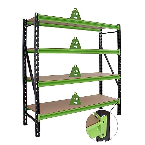 TRUTZHOLM Industrieregal Milo 200x190x60 cm Steckbar Erweiterbar 4 Ebenen 4 günstig online kaufen