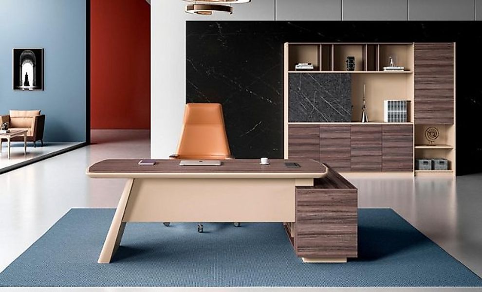 Xlmoebel Bett Exklusives Büromöbel-Set in Beige-Braun: Moderner Schreibtisc günstig online kaufen