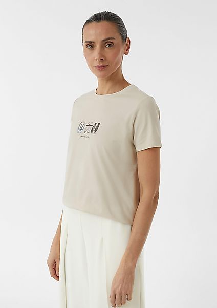 Comma Kurzarmshirt Jersey-T-Shirt aus Baumwollmix mit günstig online kaufen
