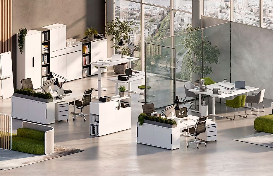 GERMANIA Büromöbel-Set "Mailand", 2-teiliges Set: Schreibtisch + Rollcontai günstig online kaufen