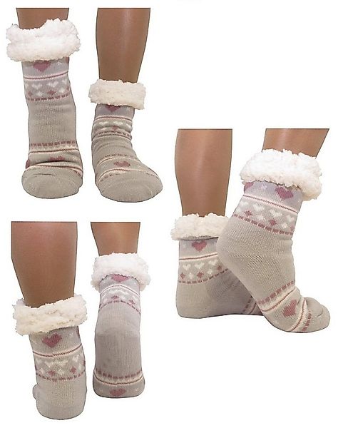 Antonio Haussocken Hüttensocken Haussocken Hüttenschuhe Herz ABS Teddy Farb günstig online kaufen