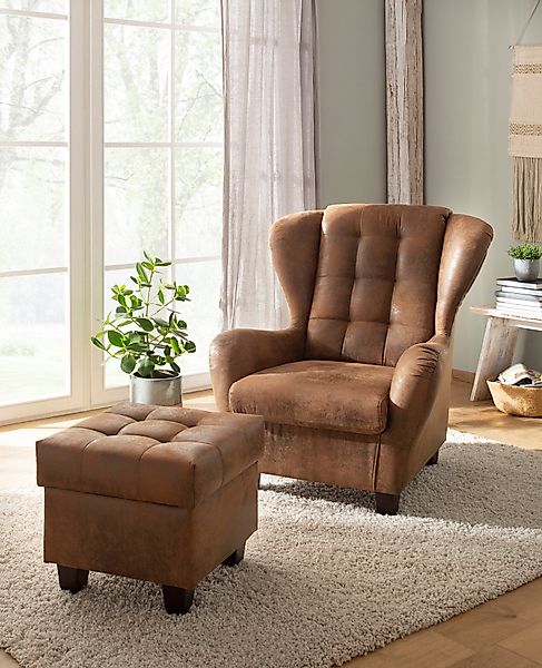 Home affaire Ohrensessel "Alexander", incl. Hocker, mit Steppung, in vielen günstig online kaufen