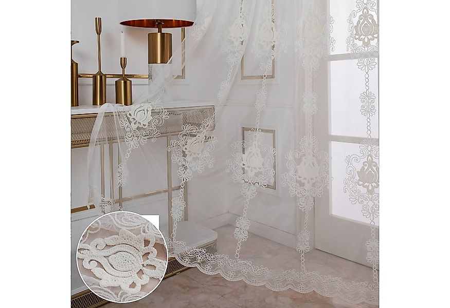 Sunicol Gardine Transparent Vorhang mit Ösen, Voile, Stickerei Blumen, Maro günstig online kaufen