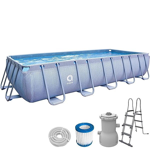 Avenli Frame Stahlrahmenpool Rechteckig 540 x 250 x 100 cm Grau mit Sicherh günstig online kaufen
