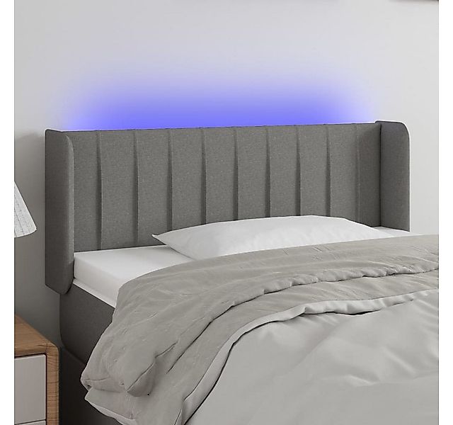 vidaXL Bett, LED Kopfteil Dunkelgrau 93x16x78/88 cm Stoff günstig online kaufen