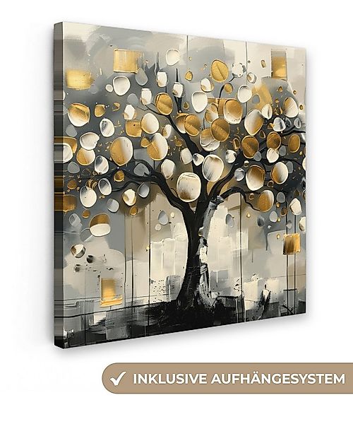 OneMillionCanvasses® Leinwandbild Baum - Abstrakt - Beige - Gold - Schwarz, günstig online kaufen