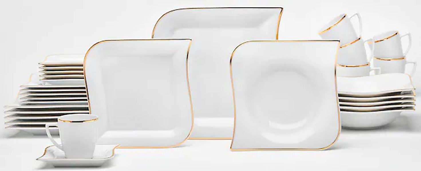 van Well Kombiservice »Geschirr-Set, Service Goldline«, (Set, 30 tlg.), ges günstig online kaufen