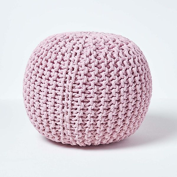 Homescapes Pouf Runder Strickpouf 100% Baumwolle, günstig online kaufen