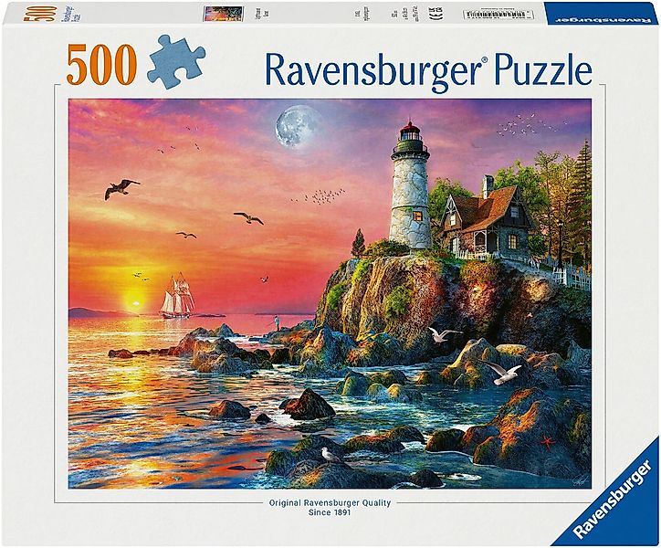Ravensburger Puzzle Leuchtturm am Abend, 500 Puzzleteile, Made in Germany günstig online kaufen