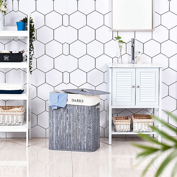 HOMCOM Wäschekorb  100L Wäschebox Wäschesammler mit Deckel, waschbarer Wäsc günstig online kaufen