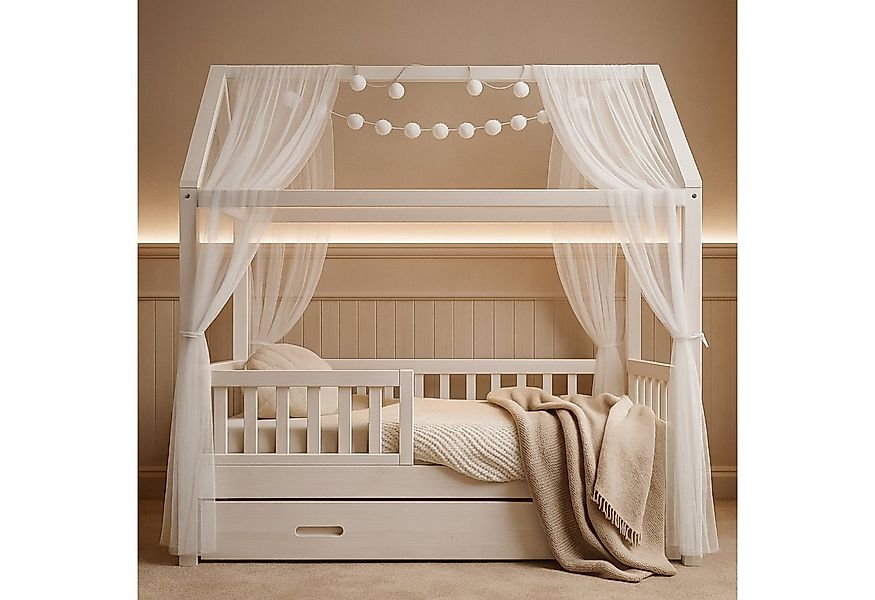 Alavya Home® Betthimmel Pompom DEKO SET 150x340 cm für Kinderbett und Hausb günstig online kaufen