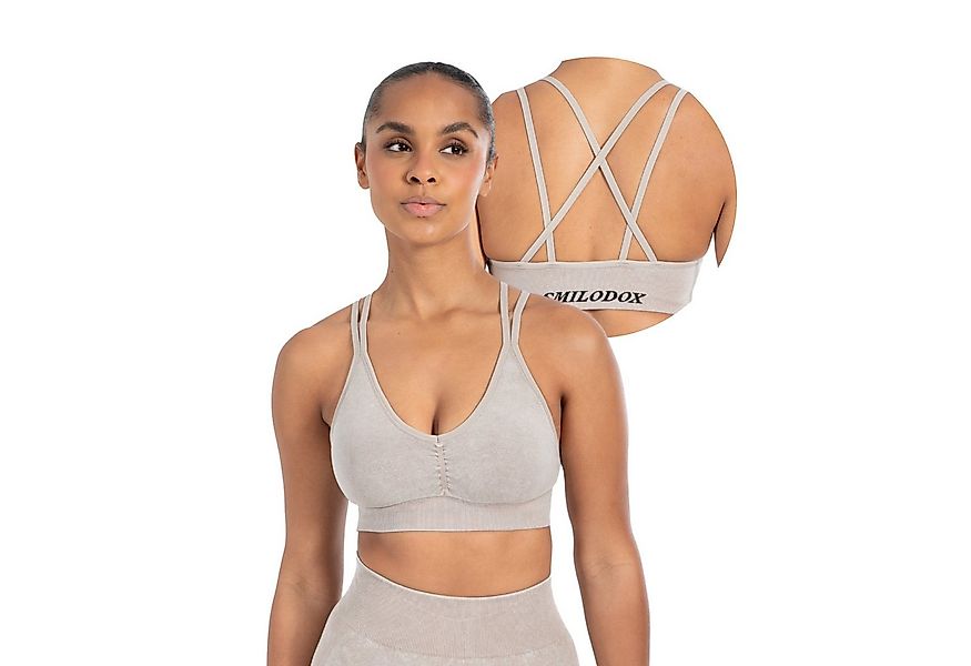 Smilodox Sport-BH Batik Acid Cross, Sport Bra Scrunch V-Ausschnitt Fester H günstig online kaufen