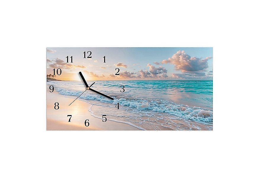 Primedeco Wanduhr Glasuhr Wandkunst Größe 60 x 30 cm mit Motiv Sonnenaufgan günstig online kaufen