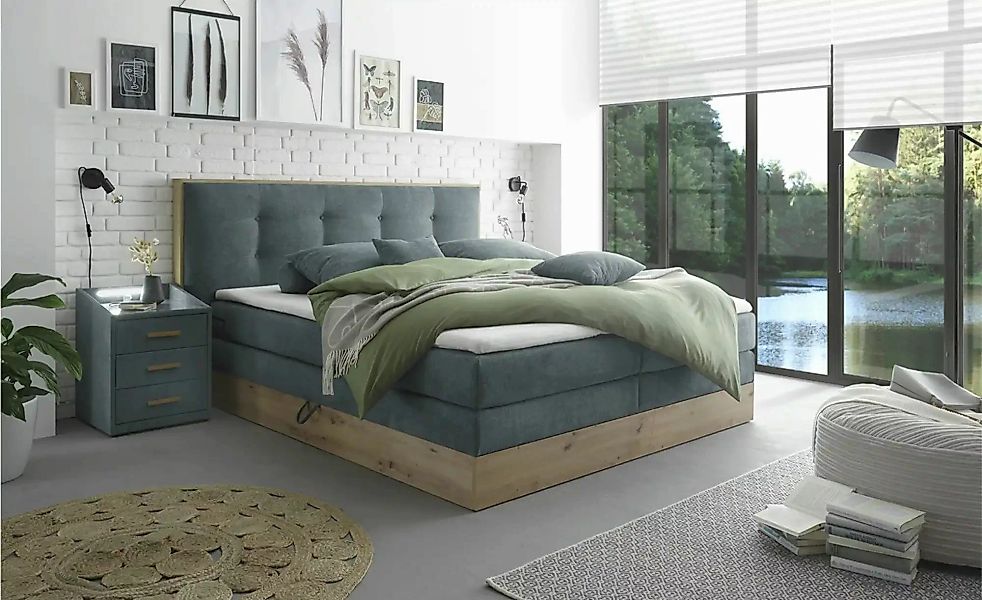 uno Boxspringbett mit Bettkasten Nox ¦ grau ¦ Maße (cm): B: 205 H: 114 Bett günstig online kaufen