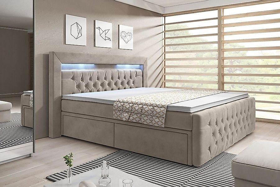 Luxusbetten24 Boxspringbett Menzogna, mit LED-Beleuchtung und günstig online kaufen