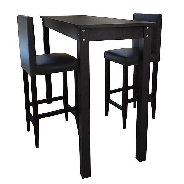 vidaXL Barset Bartisch mit 2 Barhockern Schwarz günstig online kaufen