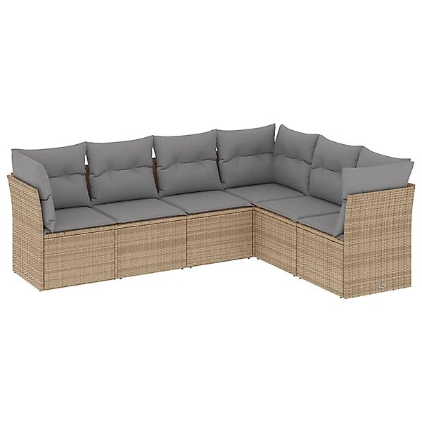 vidaXL 6-Tlg Garten-Sofagarnitur mit Kissen Beige Poly Rattan 3249518 günstig online kaufen