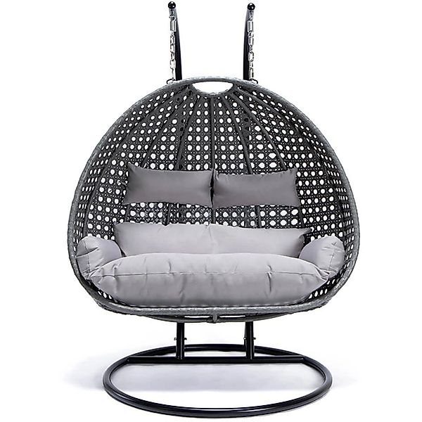 Home Deluxe Hängesessel Twin aus Polyrattan mit Regenabdeckung Grau günstig online kaufen