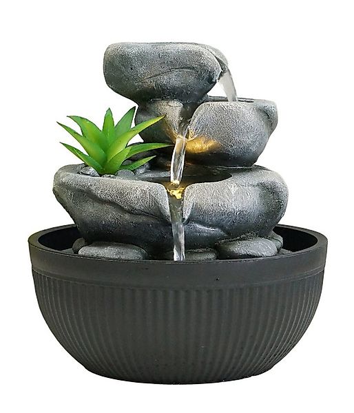 Dehner Zimmerbrunnen Lono, ca. 21 cm, Höhe 21 cm, Polyresin, grau/schwarz, günstig online kaufen