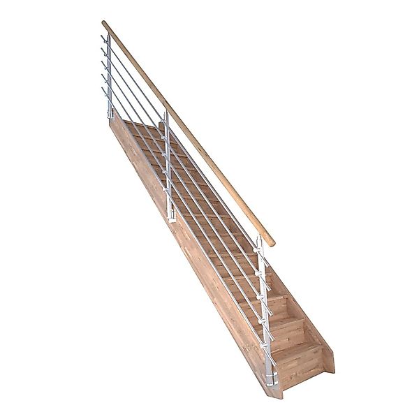 StarWood Treppe Rhodos Eiche Gerade Setzstufen Design-Geländer-Edelstahl FS günstig online kaufen