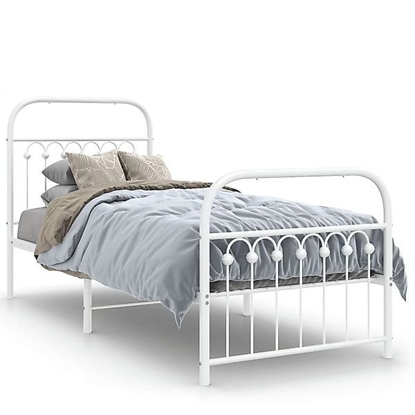 vidaXL Bettgestell mit Kopf- und Fußteil Metall Weiß 80x200 cm 376658 günstig online kaufen