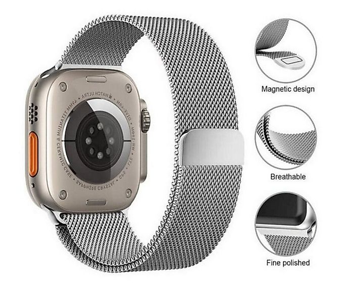 SmartUP Smartwatch-Armband für Apple Watch 11-1 / SE Ultra Metall Milanese günstig online kaufen