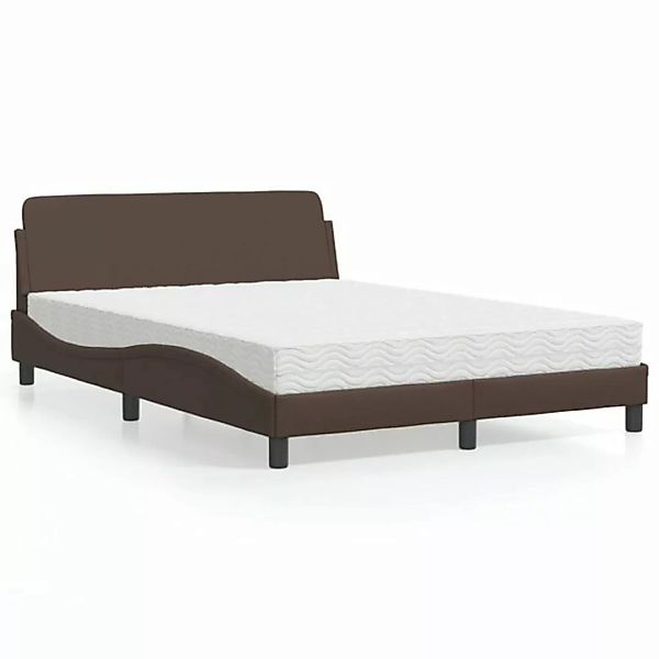 vidaXL Bett Bett mit Matratze Braun 140x190 cm Kunstleder günstig online kaufen