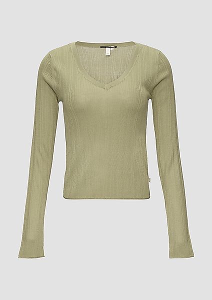 QS Strickpullover Gerippter Feinstrickpullover aus Viskosemix günstig online kaufen