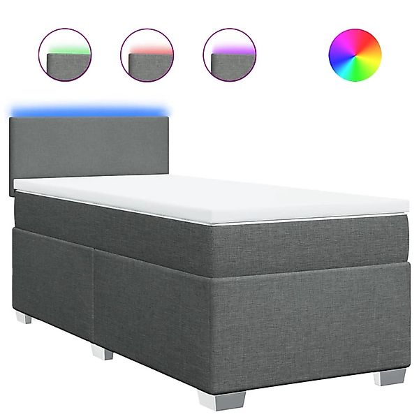 vidaXL Boxspringbett mit Matratze Dunkelgrau 90x190 cm Stoff 3288037 günstig online kaufen