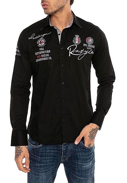 RedBridge Langarmhemd mit Stickereien – Regular Fit, Kentkragen, Stilvoll & günstig online kaufen