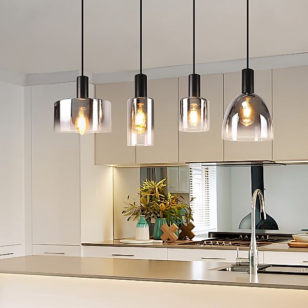 Nettlife Pendelleuchte Pendelleuchte 3/4 Rauchgrau Glas günstig online kaufen