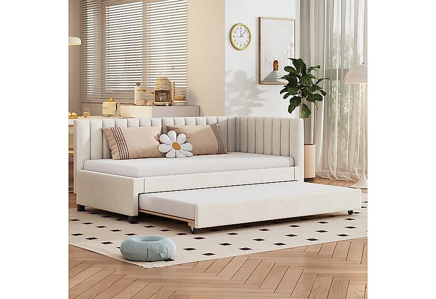 Merax Daybett (Tagesbett Kinderbett mit Lattenrost, Rückenlehne und Armlehn günstig online kaufen